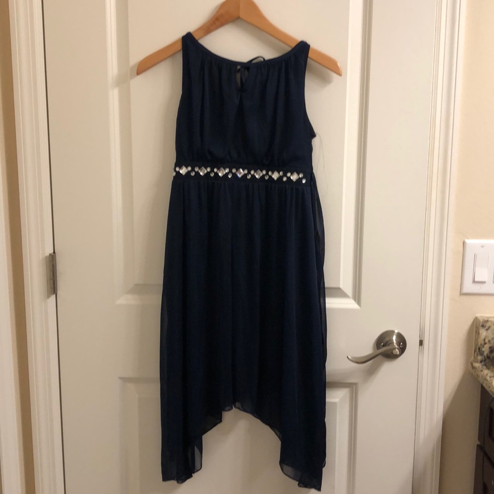 Girls Crystal Doll Navy Dress